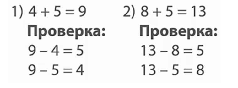 Как проверить пример на сложение